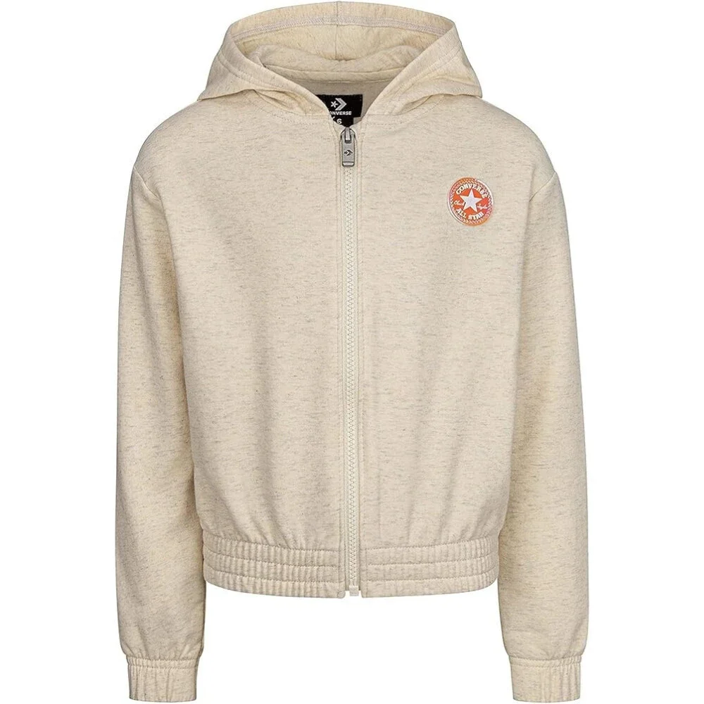 Converse Hoodie Girls 10 Coconut Fleece Stretch Drop Shoulder Full Zip RED482